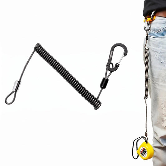 Wire-Core Coiled Tool Lanyard with Locking Clip - strapery